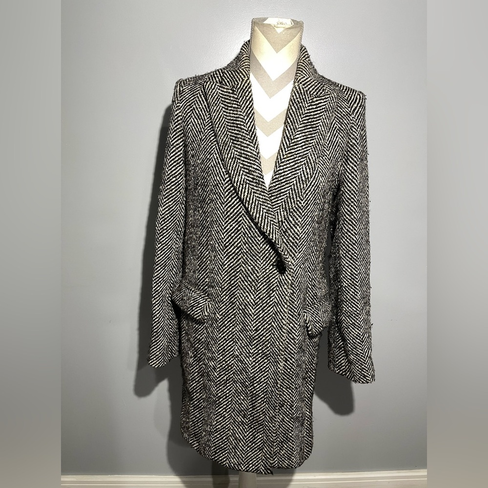 Zadig & Voltaire Black and White‎ Herringbone Coat